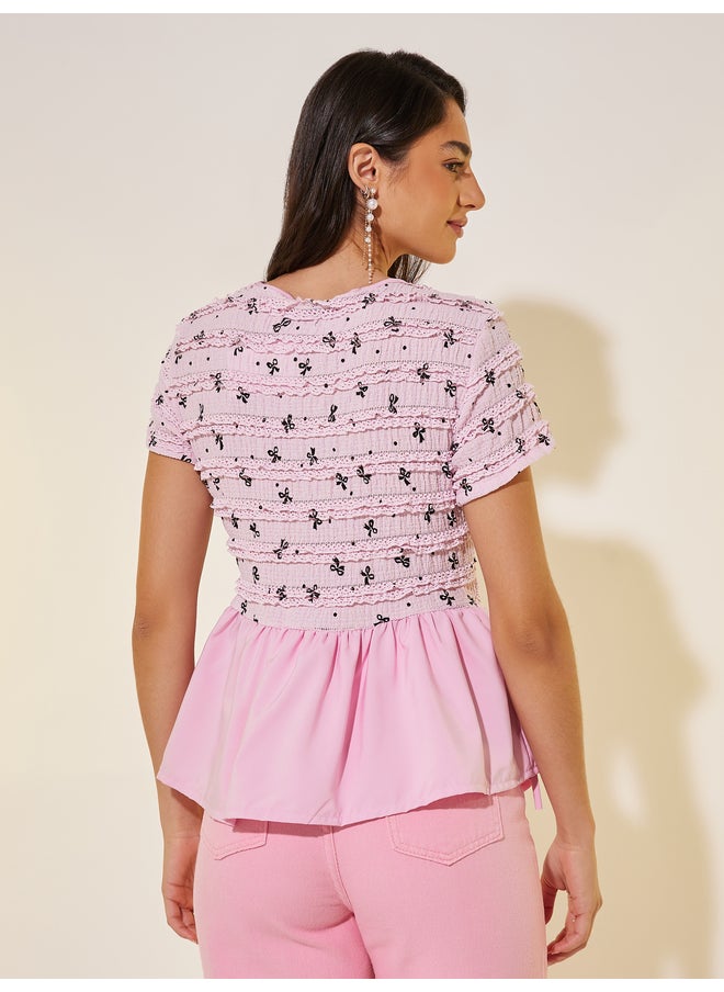 Take Two Take Two Texture Short Sleeve Wrap Top with Tie-Up Detail  - Image 5