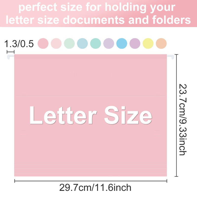 YOPCDJ Hanging File Folders, 50 Pack Letter Size Hanging File folders with 1/5-cut Tabs, Stay Organized for Your Home and Office Bulk File, Documents and Paper, Macaron 10 Colors - Image 2