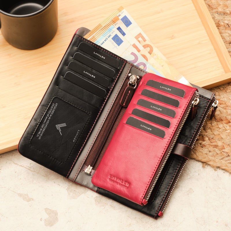 Lavalen Leather Purses for Women - Elegant Ladies Purse - RFID Wallet for Women - Leather Handcrafted Ladies Wallet - Small & Colourful with Coin Pocket & Cards - For daily Use - Box for Gift. - Image 2