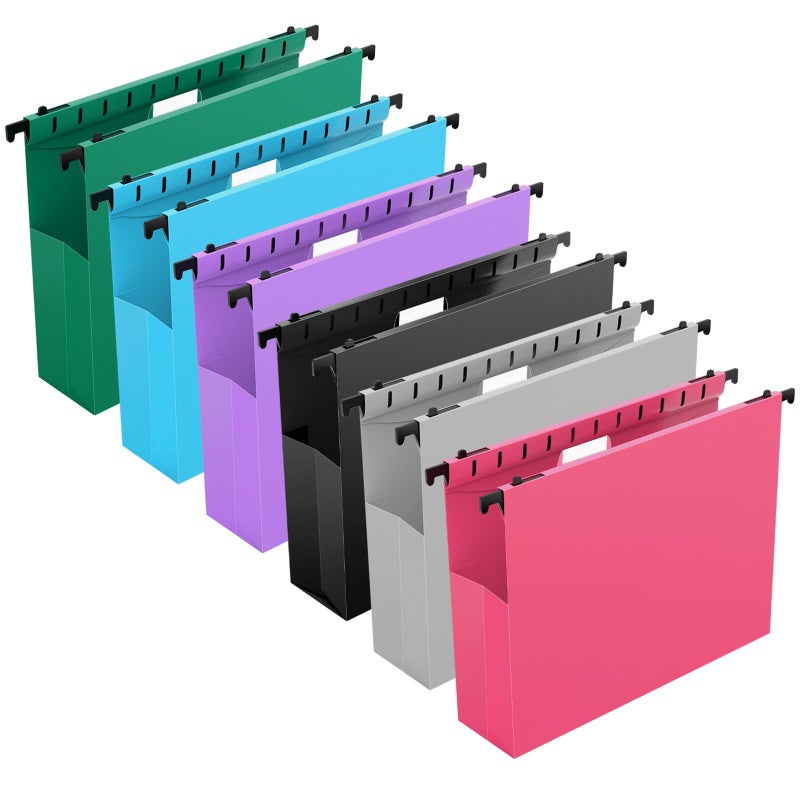 SHUTEX Extra Capacity Plastic Hanging File Folders,12 Pack Reinforced Expanding Hang Folder Letter Size,Accordian Pocket,Heavy Duty 2 Inch Expansion,Hanging Folder Organizer for Office Home,Assorted Colors - Image 1