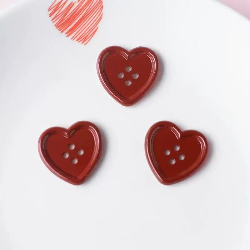 High-Quality DIY Retro Plaid Decorative Heart Buttons for Journaling Material, Button Accessories, Irregular Mixed Large Buttons - Image 1