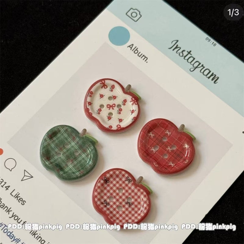 High-Quality DIY Retro Plaid Decorative Heart Buttons for Journaling Material, Button Accessories, Irregular Mixed Large Buttons - Image 3