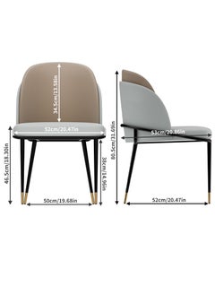 WISFOR Luxury Dining Chairs Leather Kitchen Dining Chairs Set of 2 Upholstered Dining Room Chairs Kitchen Chairs with Metal Legs 2 pcs Restaurant Dining Chairs for Dining Room Dedroom  - Image 2