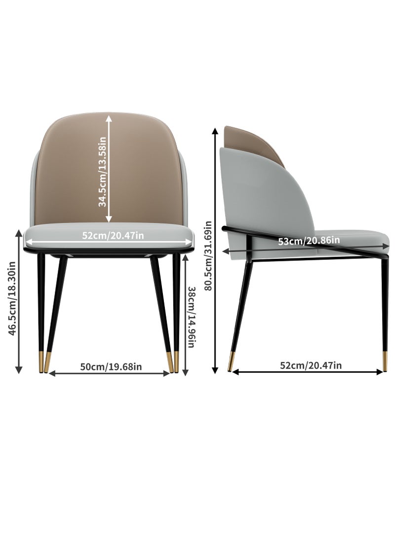 ويسفور كراسي طعام فاخرة، كراسي طعام مطبخ جلدية، مجموعة من 2 كرسي طعام مبطن، كراسي مطبخ بأرجل معدنية، كرسيان لتناول الطعام في المطاعم لغرفة الطعام وغرفة المعيشة - Image 2