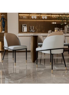 WISFOR Luxury Dining Chairs Leather Kitchen Dining Chairs Set of 2 Upholstered Dining Room Chairs Kitchen Chairs with Metal Legs 2 pcs Restaurant Dining Chairs for Dining Room Dedroom  - Image 3