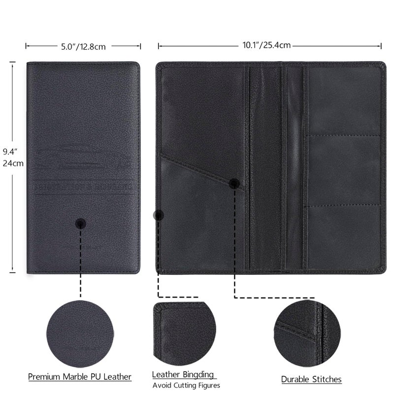 TOURSUIT Car Registration and Insurance Card Holder, Vehicle License Document Glove Box Compartment Organizer, Essential Car Wallet Case for Driver Auto Owners (M Black) - Image 4