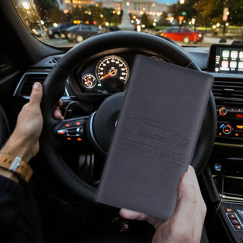 TOURSUIT Car Registration and Insurance Card Holder, Vehicle License Document Glove Box Compartment Organizer, Essential Car Wallet Case for Driver Auto Owners (M Black) - Image 3