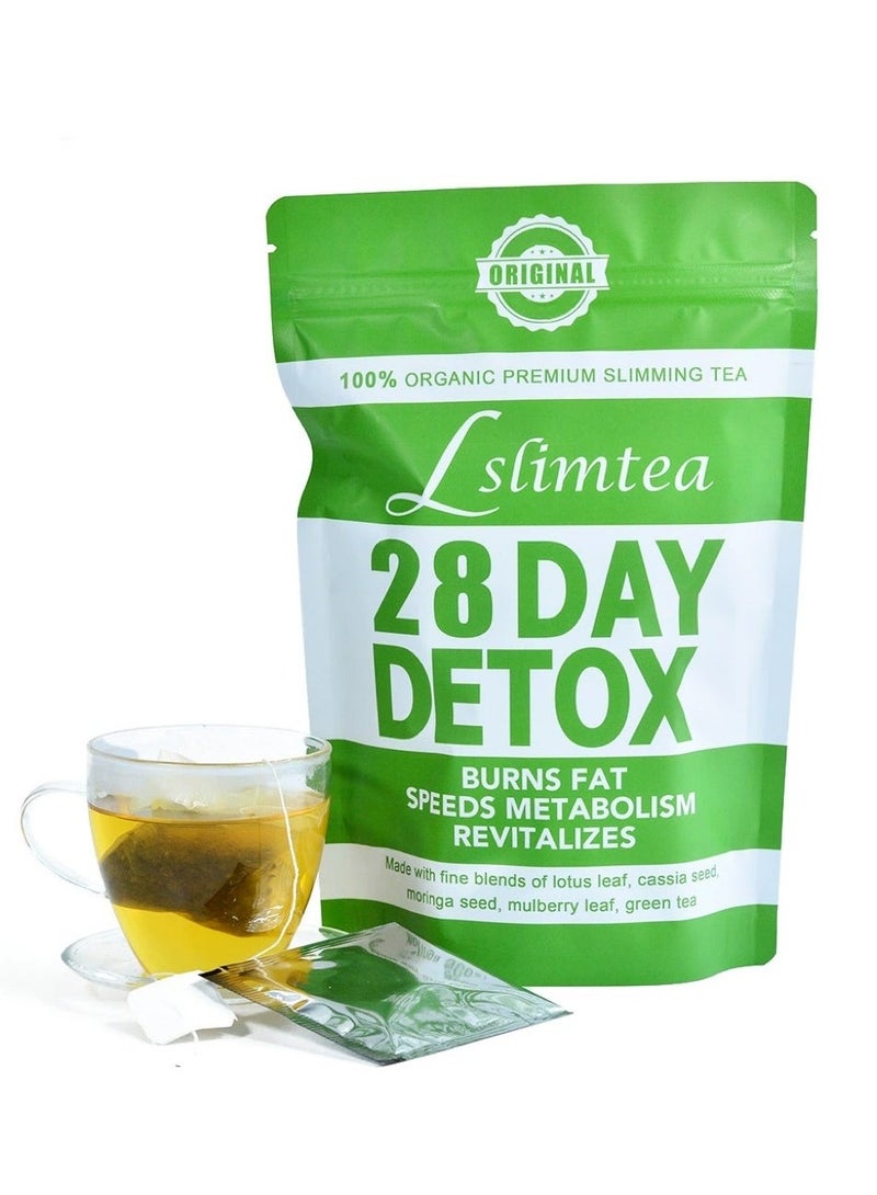 Wins Town Wins Town 28-Day Organic Weight Loss Tea – Supports Fat Digestion & Metabolism – Herbal Detox Tea with Green Tea, Lotus Leaf & Moringa – 28 Tea Bags  - Image 1