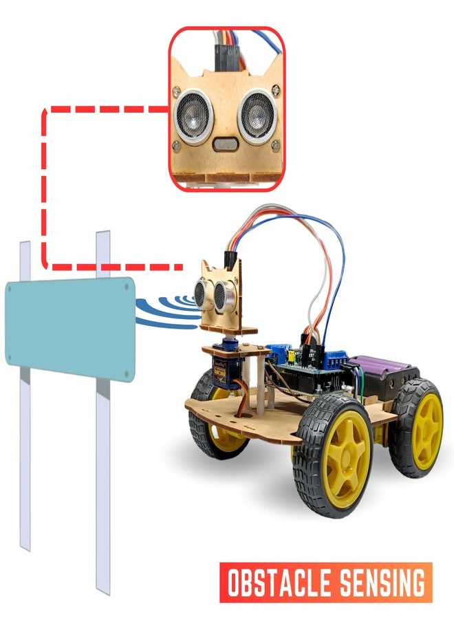 POTLIBABA MR. M.I.Y 4WD Obstacle Avoiding Robot Kit with Power Adaptor - Image 5
