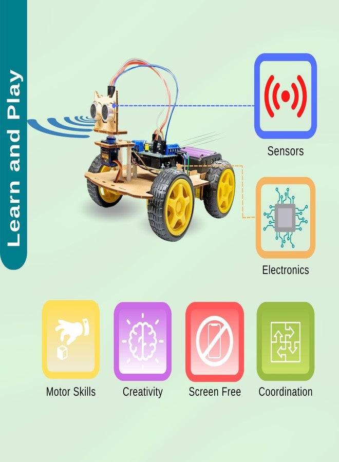 POTLIBABA MR. M.I.Y 4WD Obstacle Avoiding Robot Kit with Power Adaptor - Image 3