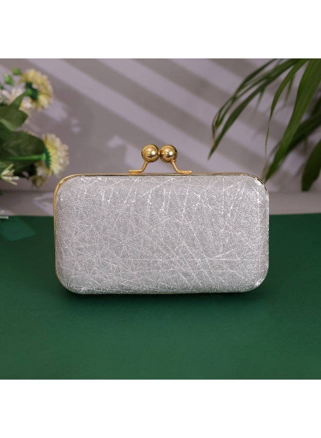 Clutch Purse for Women, Lightweight Evening Clutch for Weddings, Proms, Cocktail Criss Cross Gray - Image 2