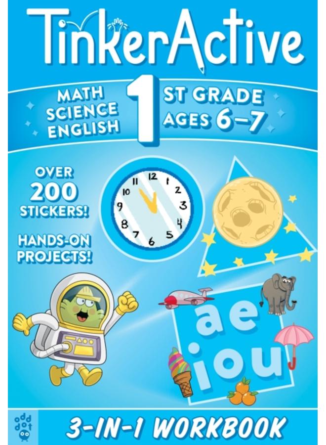 TinkerActive 1st Grade 3-in-1 Workbook : Math, Science, English Language Arts