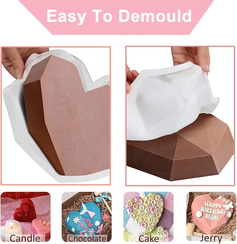 Skytail 5 Pack Breakable Heart Molds Alphabet Chocolate Molds Number Letter Mold Diamond Heart Shape Large Breakable Heart Molds Baking Valentines Day Cake Chocolate Candy Making DIY Couple Gifts - Image 4