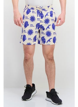 Jack Jones Men Allover Print Drawstring Basic Shorts, Beige  - Image 1