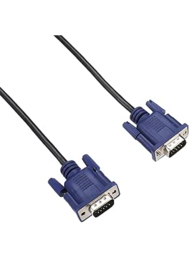 Generic Black blue vga 15 pin male to male plug computer monitor cable wire cord 4.2ft-1.3 meters, USB