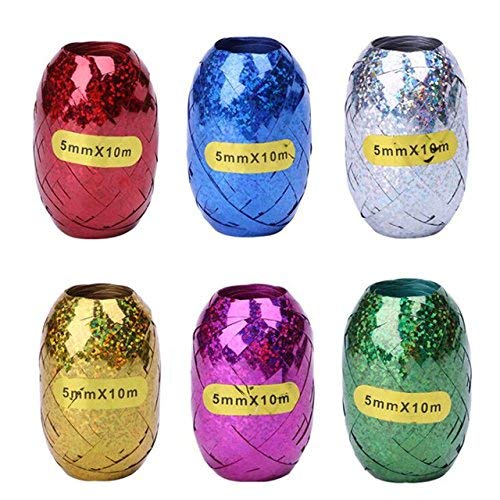 HK Balloons Multicolor 6 Pcs (5mm X 10m) Balloon Curling Ribbon Roll DIY Gifts Crafts Foil Curling for Wedding Birthday Gift Wrapping, Party Decoration,Baby Shower Party, Metallic Curling Ribbon - Image 2