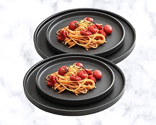 DECOR VIBES Melamine Matt Black Dinner Set for Kitchen, Serving Platters and Plate for Party, Dinnerware Sets for Dining Table, Serving Bowls and Tray (for 2 Person, Pack of 14 pcs) - Image 3