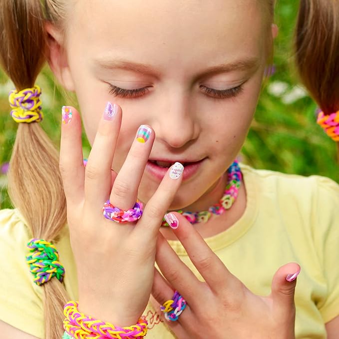 Medo 96 Pcs Kids False Nails Kids Stick on Nails Children Press on Fake Nail Tip Cartoon Children Full Cover Short Fingernail Preglued Fake Nail Stickers for Girls  - Image 5