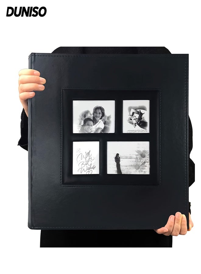 DUNISO 400 Pocket Leather Photo Album for 4x6 inch Slip-in Picture Album Extra Large Capacity Leather Frame Cover Family Wedding Picture Case Picture Albums Holds for Wedding Family Baby Travel Black - Image 1