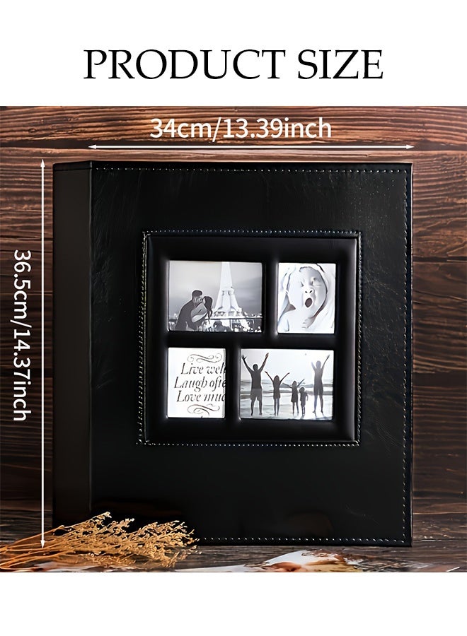 DUNISO 400 Pocket Leather Photo Album for 4x6 inch Slip-in Picture Album Extra Large Capacity Leather Frame Cover Family Wedding Picture Case Picture Albums Holds for Wedding Family Baby Travel Black - Image 4