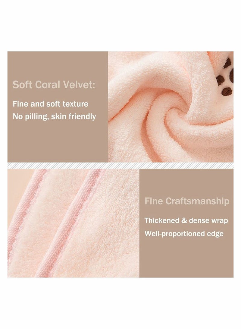 Cute Hand Towels, 4 Pack Bathroom Towels with Hanging Loop Children Animals Towel, Microfiber Coral Fleece Absorbent Towel for Kitchen Bedroom - Image 4