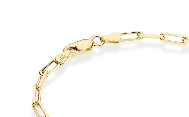 Miabella 18K Gold Plated 925 Sterling Silver Italian 3mm Paperclip Link Chain Bracelet for Women Men, Made in Italy (Length 8 Inches) - Image 3
