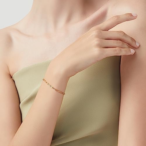 Miabella 18K Gold Plated 925 Sterling Silver Italian 3mm Paperclip Link Chain Bracelet for Women Men, Made in Italy (Length 8 Inches) - Image 4
