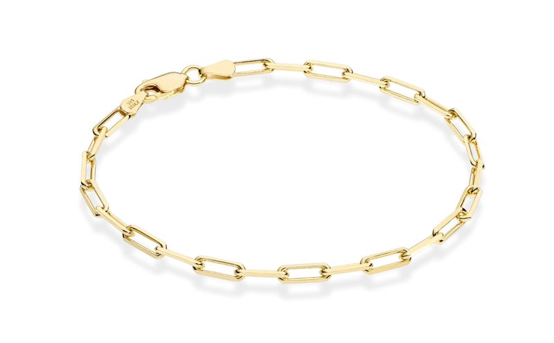 Miabella 18K Gold Plated 925 Sterling Silver Italian 3mm Paperclip Link Chain Bracelet for Women Men, Made in Italy (Length 8 Inches) - Image 1