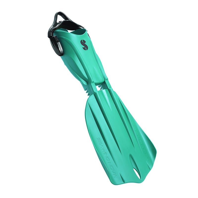 SCUBAPRO Seawing Nova Scuba Fin Set Open Heel with Bungee Strap for Recreational Scuba Diving and Snorkeling Large Turquoise - Image 2
