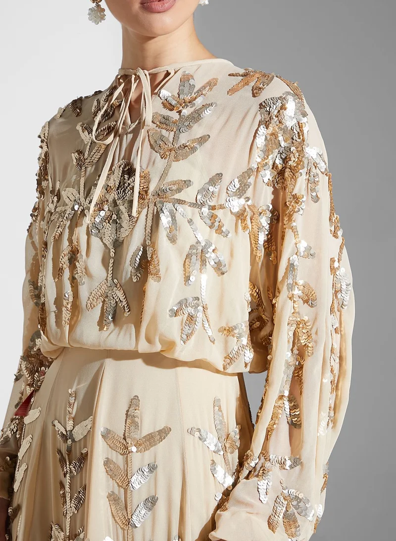 Frock and Frill Embellished Balloon Sleeve Dress