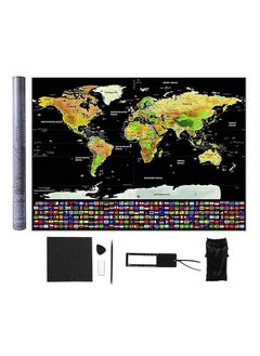 LENND Scratch Off Map of The World with Flags - 83 * 60cm Easy to Frame Scratch Off World Map Wall Art Poster with US States & Flags - Deluxe World Map Scratch Off Travel Map Designed for Travelers  - Image 1