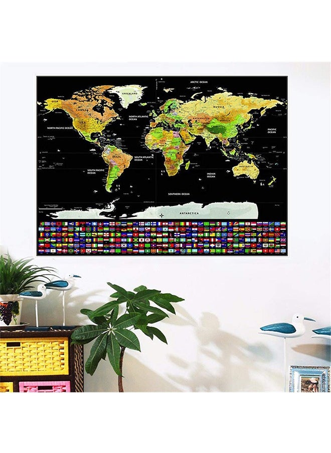 LENND - Scratch Off Map of The World with Flags - 83 * 60cm Easy to Frame Scratch Off World Map Wall Art Poster with US States & Flags - Deluxe World Map Scratch Off Travel Map Designed for Travelers - Image 1