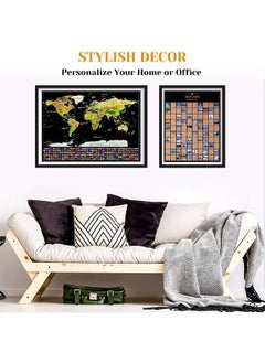 LENND Scratch Off Map of The World with Flags - 83 * 60cm Easy to Frame Scratch Off World Map Wall Art Poster with US States & Flags - Deluxe World Map Scratch Off Travel Map Designed for Travelers  - Image 2