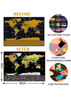 LENND Scratch Off Map of The World with Flags - 83 * 60cm Easy to Frame Scratch Off World Map Wall Art Poster with US States & Flags - Deluxe World Map Scratch Off Travel Map Designed for Travelers  - Image 3