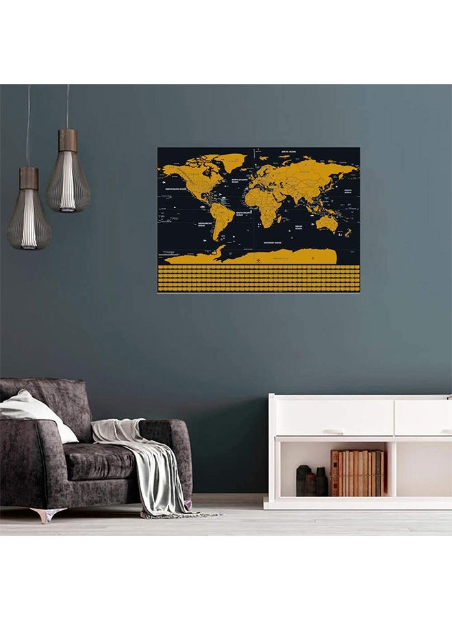 LENND - Scratch Off Map of The World with Flags - 83 * 60cm Easy to Frame Scratch Off World Map Wall Art Poster with US States & Flags - Deluxe World Map Scratch Off Travel Map Designed for Travelers - Image 1