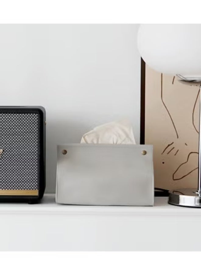 COYO غطاء صندوق المناديل، حامل مناديل مستطيل من جلد PU الحديث المصقول لصناديق المناديل كليينكس، مناديل، حامل مناديل للحمام، السيارة، المنزل، المكتب (رمادي) - Image 3