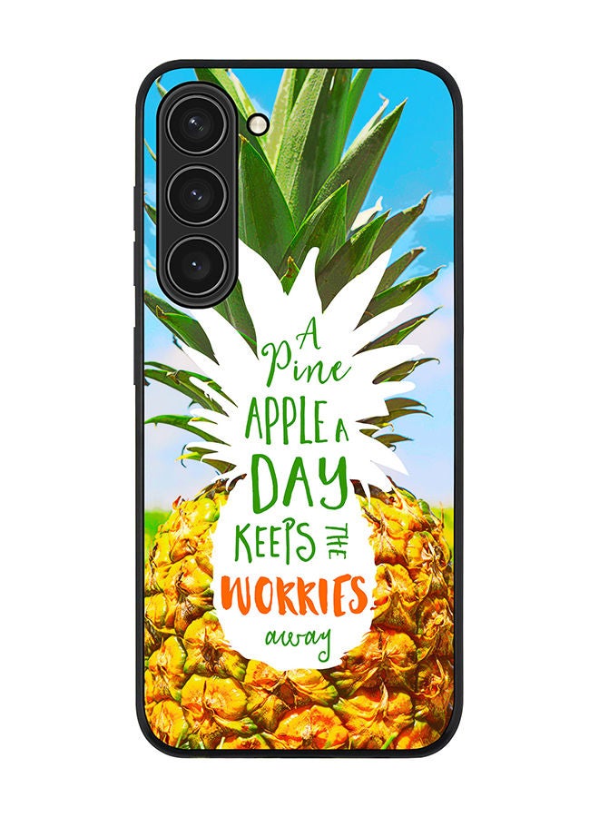 Stylizedd Rugged Black edge case for Samsung Galaxy S23+ 5G Slim fit Soft Case Flexible Rubber Edges Anti Drop TPU Gel Thin Cover - Pineapple A Day - Image 1