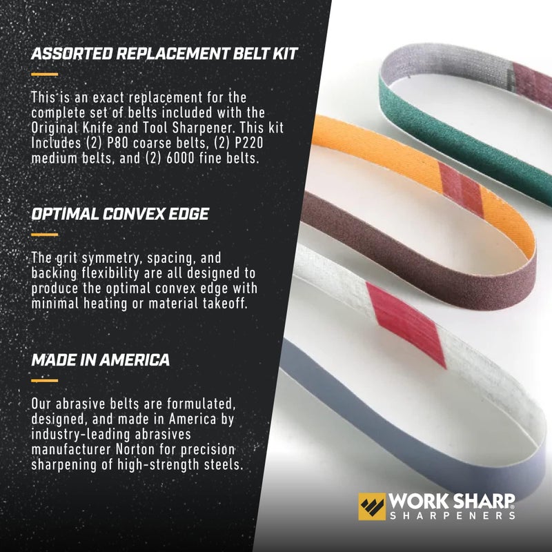 Work Sharp Official Work Sharp Knife & Tool Sharpener Assorted (P80, P220, 6000) Replacement Belt Kit - Image 3