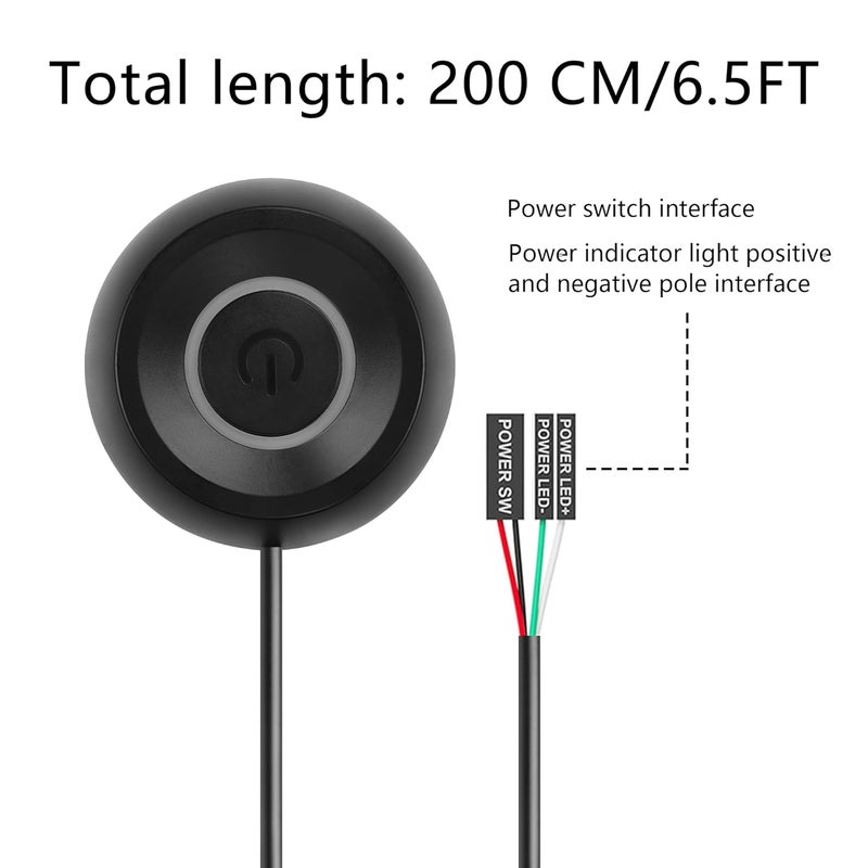 SinLoon PC Power Switch Desktop Computer External Remote Start Motherboard Button Extension Cable with LED Light Black - Image 2
