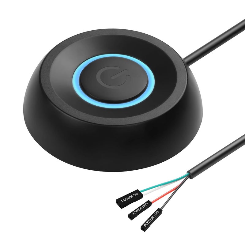 SinLoon PC Power Switch Desktop Computer External Remote Start Motherboard Button Extension Cable with LED Light Black - Image 1