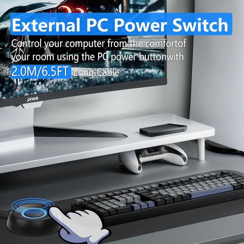 SinLoon PC Power Switch Desktop Computer External Remote Start Motherboard Button Extension Cable with LED Light Black - Image 4