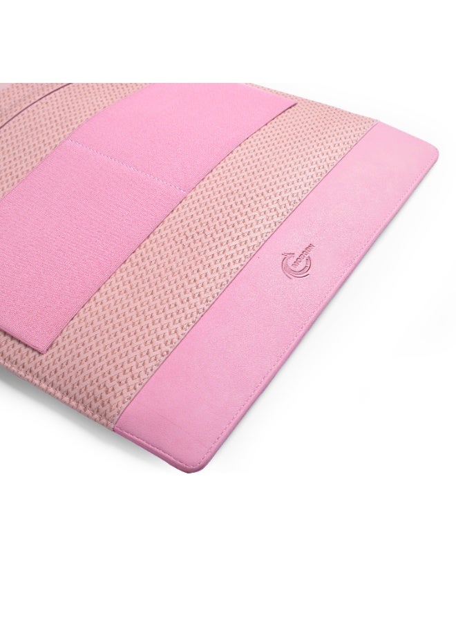 جراب احترافي لأجهزة الكمبيوتر المحمولة مقاس 14 بوصة - جراب منظم من الجلد الصناعي مع جيوب لجهاز iPad والشاحن (وردي) - Image 2