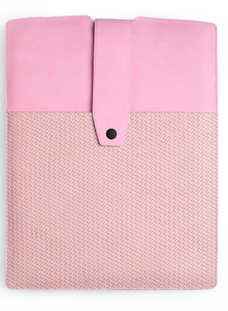 جراب احترافي لأجهزة الكمبيوتر المحمولة مقاس 14 بوصة - جراب منظم من الجلد الصناعي مع جيوب لجهاز iPad والشاحن (وردي) - Image 1