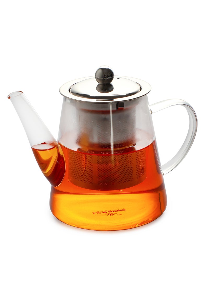 Life Smile 800ml Glass Teapot with Stainless Steel Infuser,Teapot with Strainer For Loose Tea ,Safe on Stovetop  Glass Tea Kettle Leaf Tea Maker - Image 1