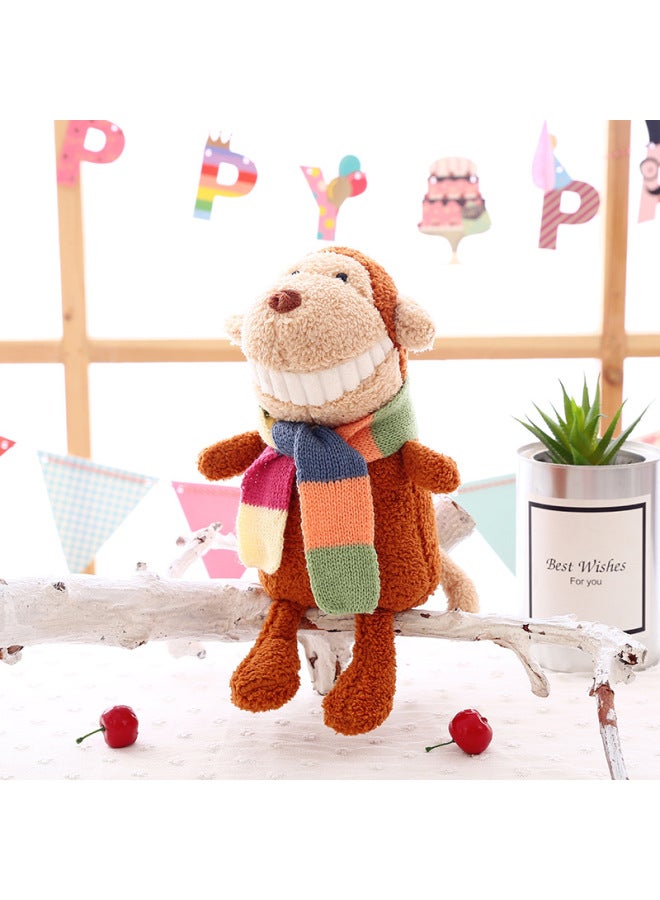 Smiling Toothed Big Teeth Doll Plush Toy Eight-inch Grasping Machine Doll Wedding Gift Customization-Color:Big Tooth Monkey (with Knitted Scarf)-Height:28cm - Image 1
