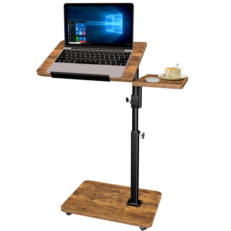 HENAYUK End Table Adjustable Height, 22.8"L Side Table Tv Tray with Wheels, 90Â° Tilting Panel Couch Table That Slides Under, Small End Table for Small Spaces, Overbed Bedside Desk Mobile Rolling Laptop Stand - Image 1