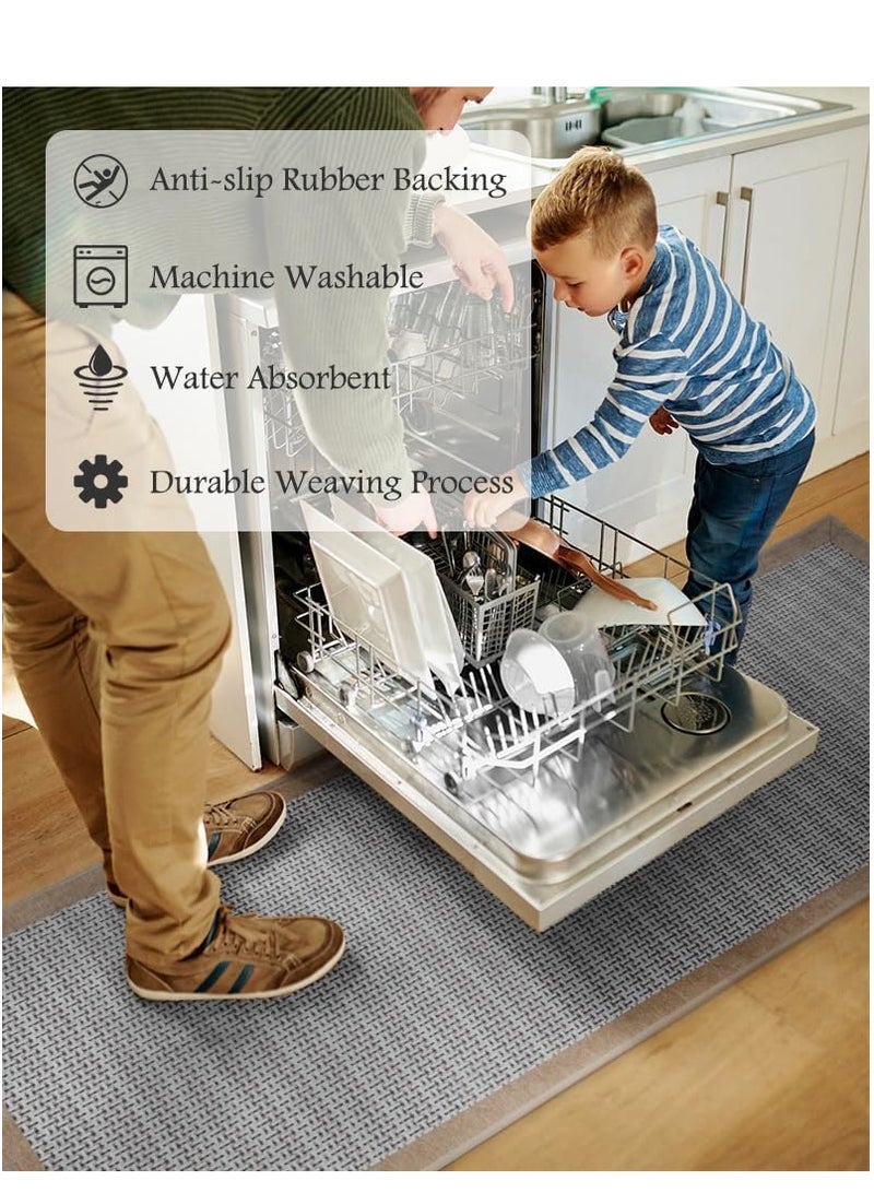 RATSAW 2 Piece Farmhouse Kitchen Rug Set Non-Slip Heavy-Duty Standing Mat Waterproof Comfort Floor Runner - Image 3