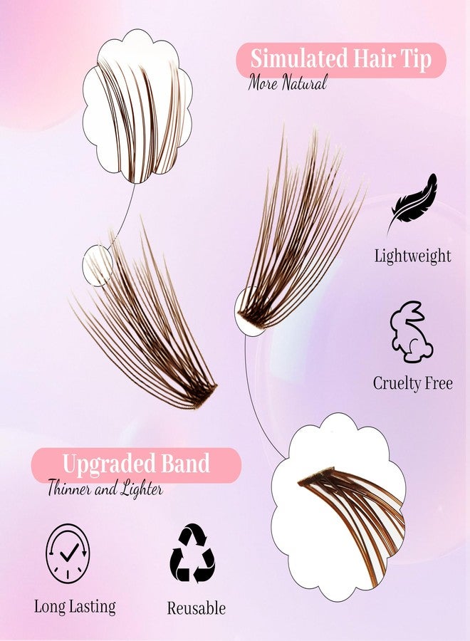 Natuhana Brown Lash Clusters Kit 240Pcs Wispy Natural Eyelash Extensions C Curl 8-15mm 30P Volume Individual DIY Lashes with Glue and Tweezers - Image 5