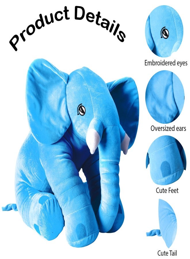 DearJoy Big Size Fibre Filled Stuffed Animal Elephant Soft Toy for Kids of Plush Hugging Soft Toy for Kids boy Girl Birthday Gift (60 cm, Blue Color, 1 Year Above) - Image 2