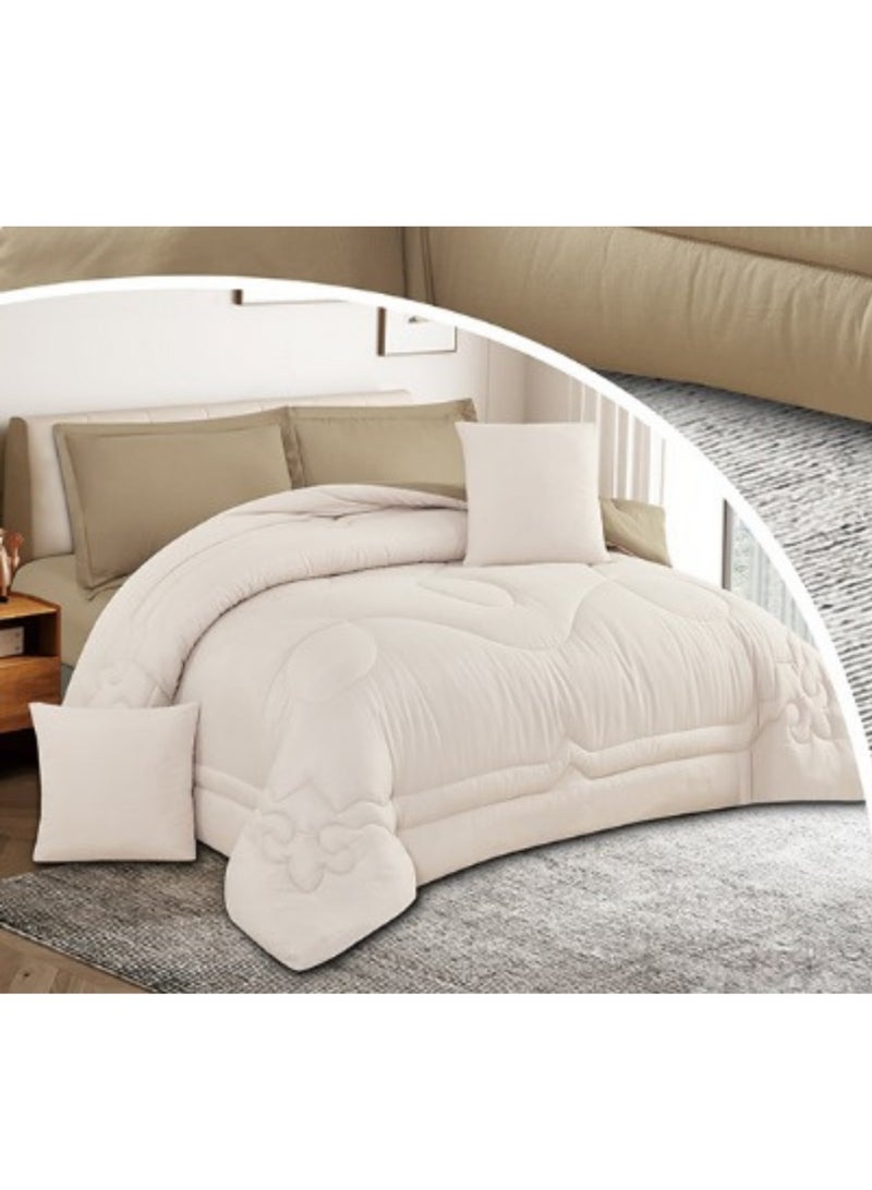 سمارت هوم مفرش صيفي  نفرين يناسب سرير مقاس 200×200 سم ، المفرش قابل للإستخدام على الوجهين، طقم مفارش بحشوة دبل ، طقم نوم مصنوع من المايكروفايبر يتكون من 6 قطع ( مفرش بحشوة + واقي مرتبة مطاط  + 2 كيس مخدة + 2 كيس للوسادة المربعة ) مقاس المفرش 250X230 سم ومقاس واقي المرتبة 200×200+30 سم - Image 4